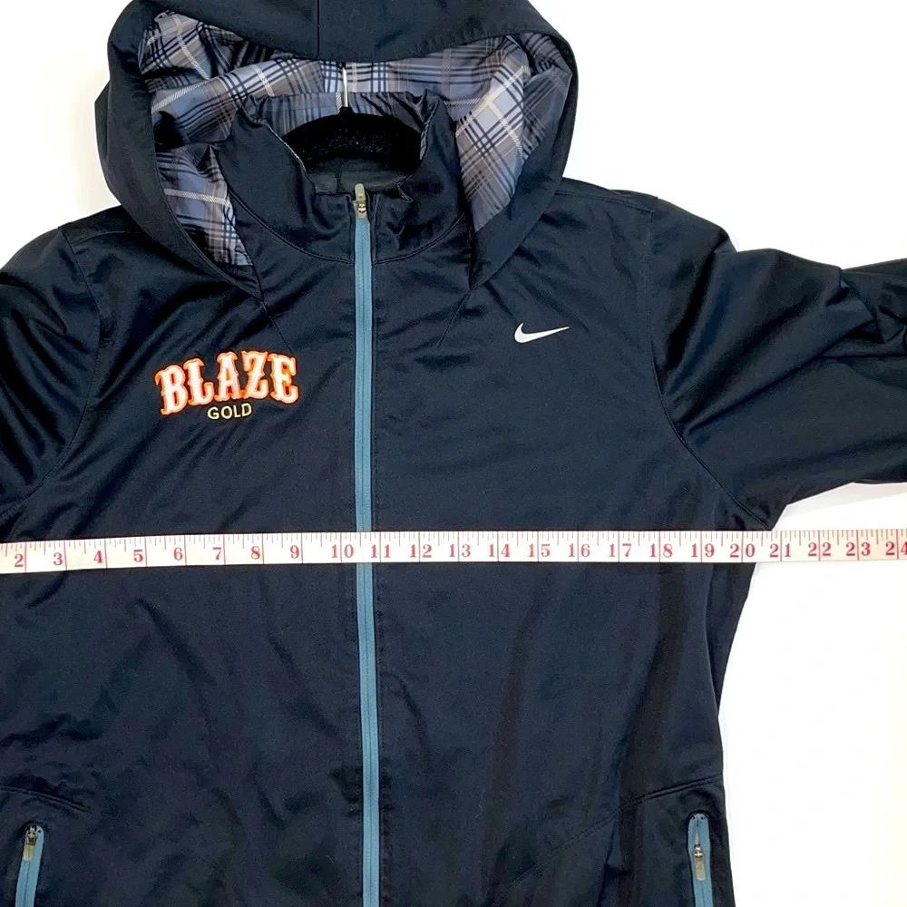 Nike Windproof Jacket Women L Black Texas Blaze Softball Plaid Lining Hood